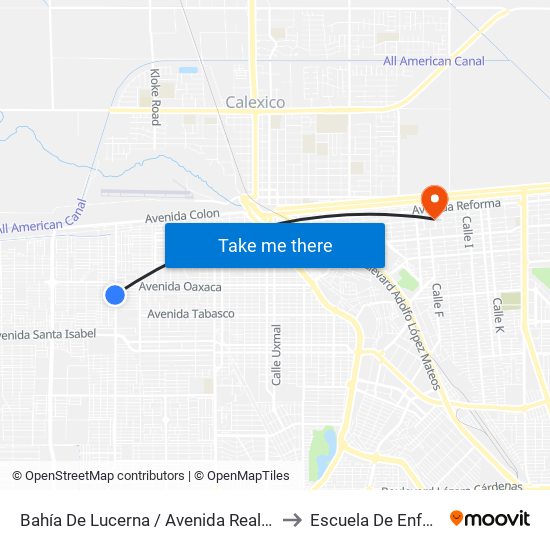 Bahía De Lucerna / Avenida Real Del Castillo to Escuela De Enfermeria map