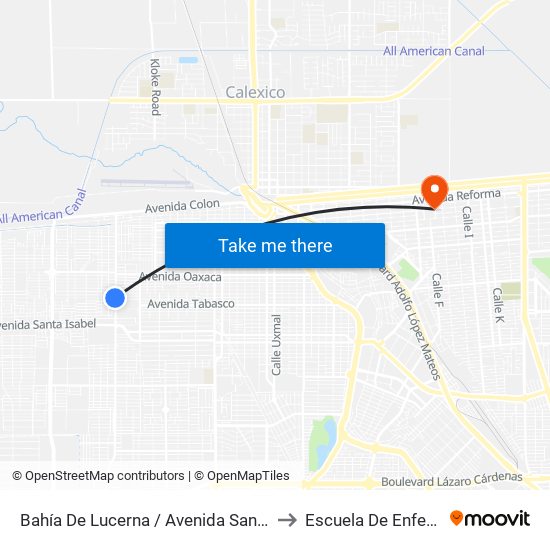 Bahía De Lucerna / Avenida Santo Tomás to Escuela De Enfermeria map