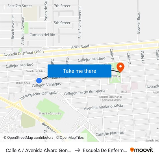 Calle A / Avenida Álvaro González to Escuela De Enfermeria map