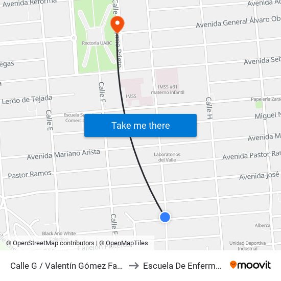 Calle G / Valentín Gómez Farias to Escuela De Enfermeria map