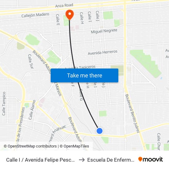Calle I / Avenida Felipe Pescador to Escuela De Enfermeria map