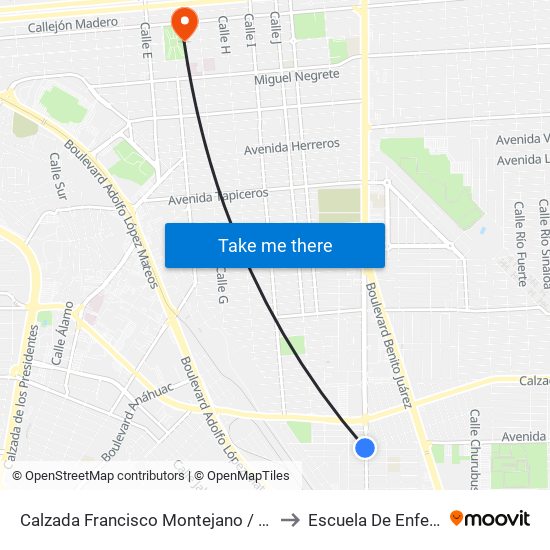 Calzada Francisco Montejano / Las Juntas to Escuela De Enfermeria map