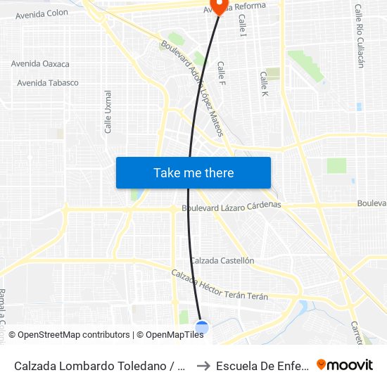 Calzada Lombardo Toledano / Futbolistas to Escuela De Enfermeria map
