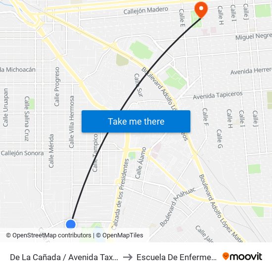 De La Cañada / Avenida Taxco to Escuela De Enfermeria map