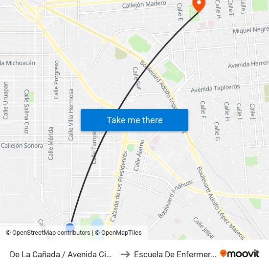 De La Cañada / Avenida Cima to Escuela De Enfermeria map