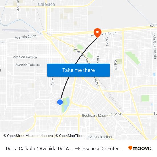 De La Cañada / Avenida Del Arroyo to Escuela De Enfermeria map