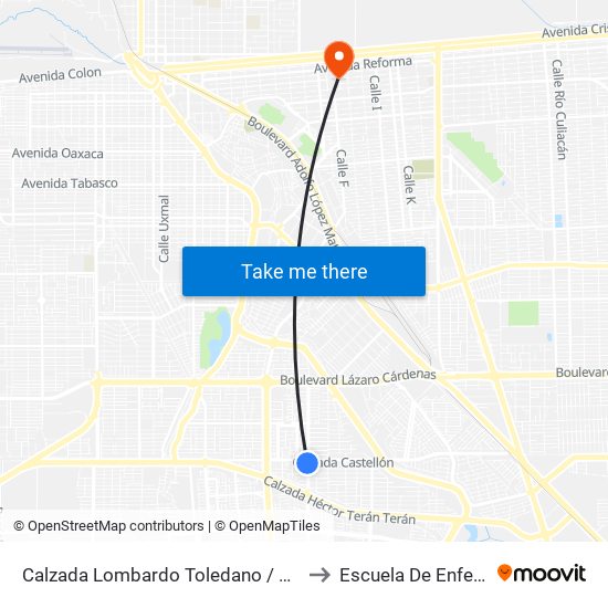 Calzada Lombardo Toledano / José Rubio to Escuela De Enfermeria map
