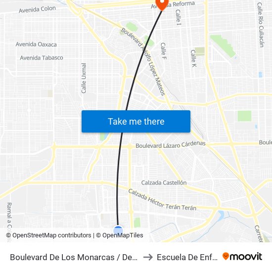 Boulevard De Los Monarcas / De Los Doblones to Escuela De Enfermeria map