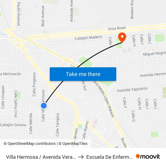 Villa Hermosa / Avenida Veracruz to Escuela De Enfermeria map