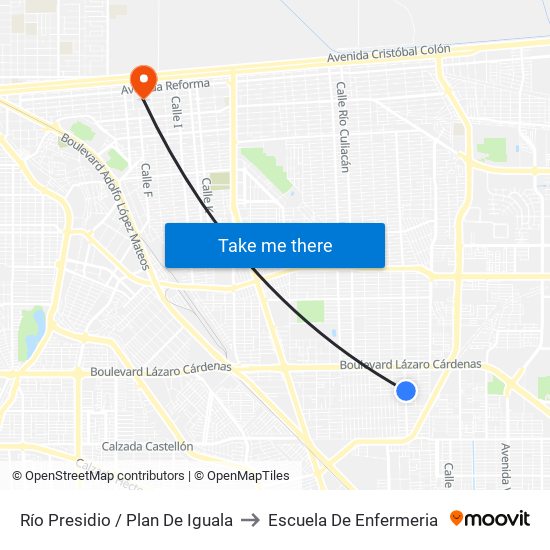 Río Presidio / Plan De Iguala to Escuela De Enfermeria map