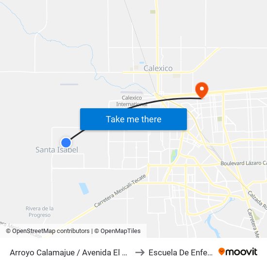 Arroyo Calamajue / Avenida El Portezuelo to Escuela De Enfermeria map