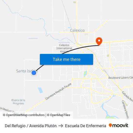 Del Refugio / Avenida Plutón to Escuela De Enfermeria map