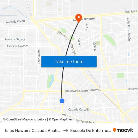 Islas Hawaii / Calzada Anáhuac to Escuela De Enfermeria map