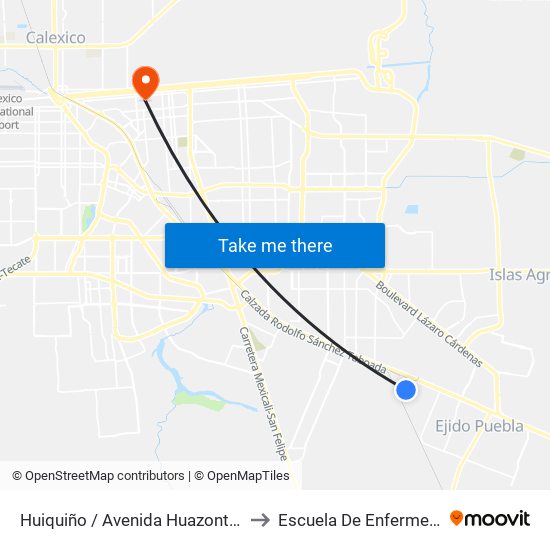 Huiquiño / Avenida Huazontles to Escuela De Enfermeria map