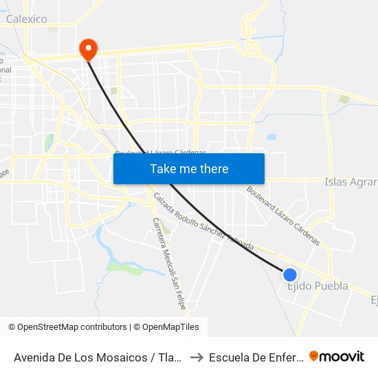 Avenida De Los Mosaicos / Tlaxcaltecas to Escuela De Enfermeria map