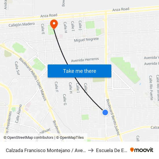 Calzada Francisco Montejano / Avenida Francisco Mujica to Escuela De Enfermeria map