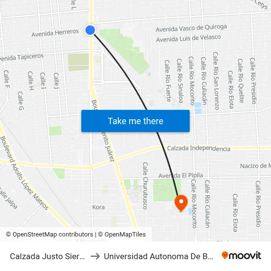 Calzada Justo Sierra, 950_1 to Universidad Autonoma De Baja California map
