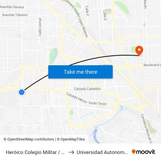 Heróico Colegio Militar / Francisco Moctezuma to Universidad Autonoma De Baja California map