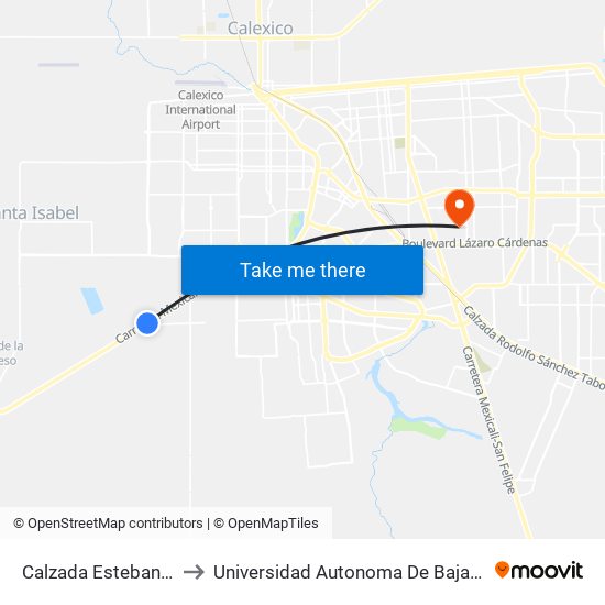 Calzada Esteban Cantú to Universidad Autonoma De Baja California map