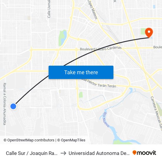 Calle Sur / Joaquín Ramírez Arballo to Universidad Autonoma De Baja California map