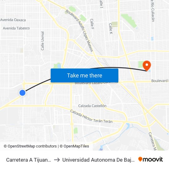 Carretera A Tijuana, 2246 to Universidad Autonoma De Baja California map