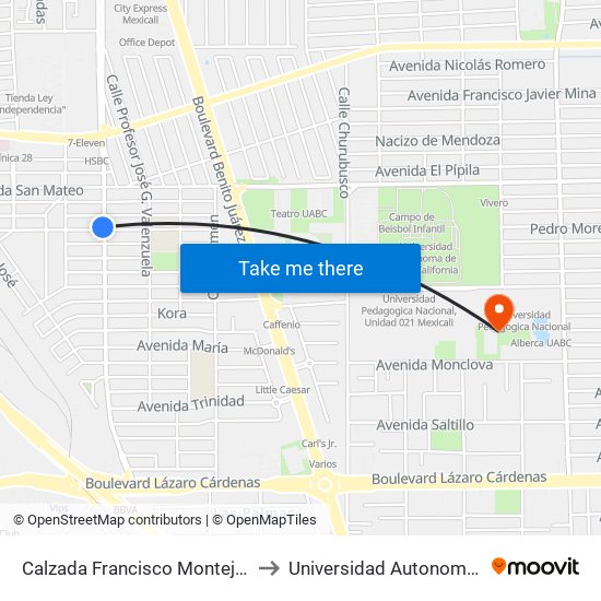 Calzada Francisco Montejano / Jesús Solórzano to Universidad Autonoma De Baja California map