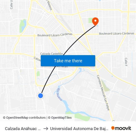 Calzada Anáhuac / Torino to Universidad Autonoma De Baja California map