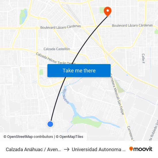 Calzada Anáhuac / Avenida Prado Del Rey to Universidad Autonoma De Baja California map