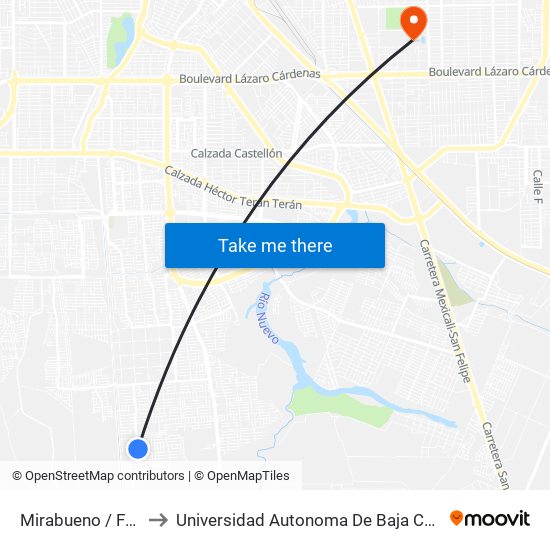 Mirabueno / Ferrol to Universidad Autonoma De Baja California map