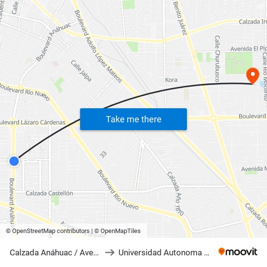 Calzada Anáhuac / Avenida Pontevedra to Universidad Autonoma De Baja California map