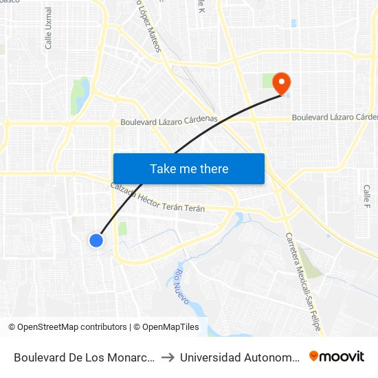 Boulevard De Los Monarcas / De Los Doblones to Universidad Autonoma De Baja California map