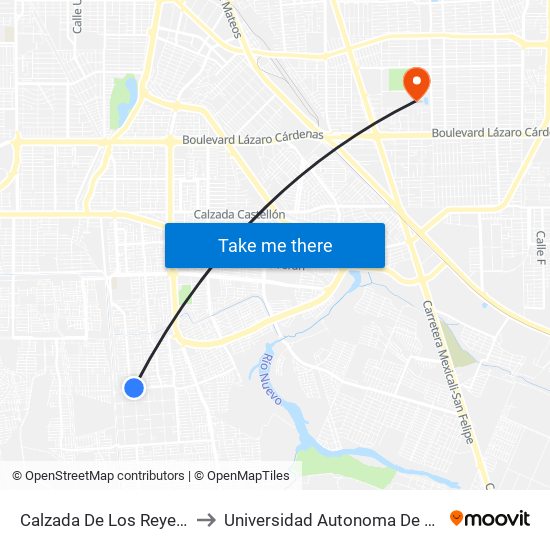 Calzada De Los Reyes / Primera to Universidad Autonoma De Baja California map