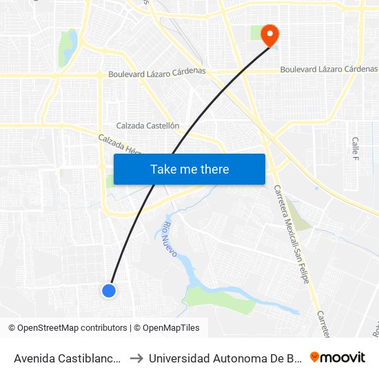 Avenida Castiblanco / Priego to Universidad Autonoma De Baja California map