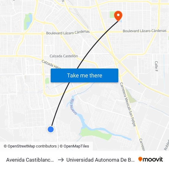 Avenida Castiblanco / Estella to Universidad Autonoma De Baja California map