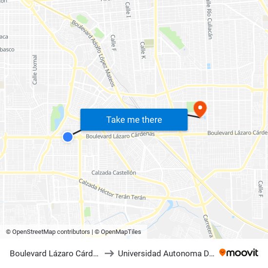 Boulevard Lázaro Cárdenas / Bal-Kach to Universidad Autonoma De Baja California map