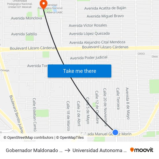 Gobernador Maldonado / Avenida Cabildo to Universidad Autonoma De Baja California map