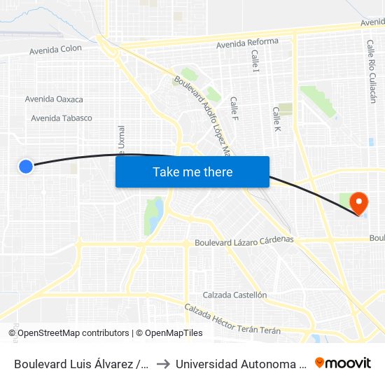 Boulevard Luis Álvarez / Avenida Australia to Universidad Autonoma De Baja California map