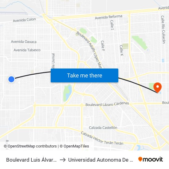 Boulevard Luis Álvarez / Grecia to Universidad Autonoma De Baja California map