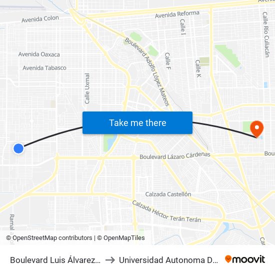 Boulevard Luis Álvarez / Veterinarios to Universidad Autonoma De Baja California map