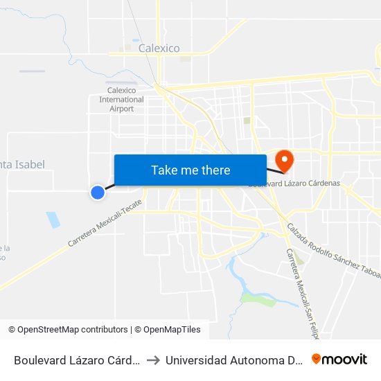 Boulevard Lázaro Cárdenas / Río Nilo to Universidad Autonoma De Baja California map