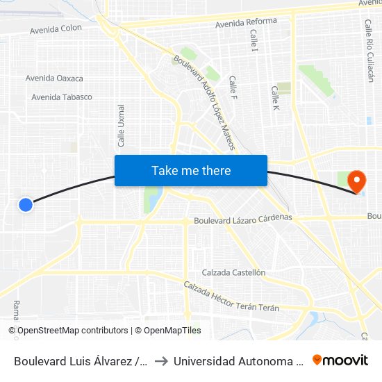 Boulevard Luis Álvarez / Avenida Médicos to Universidad Autonoma De Baja California map