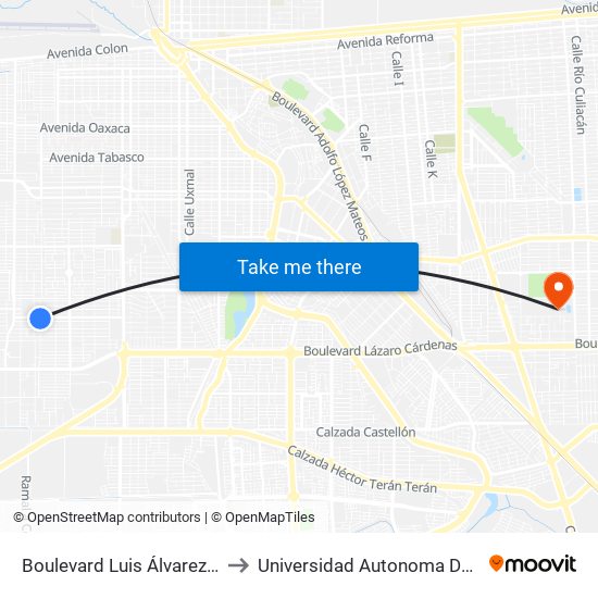 Boulevard Luis Álvarez / Universidad to Universidad Autonoma De Baja California map