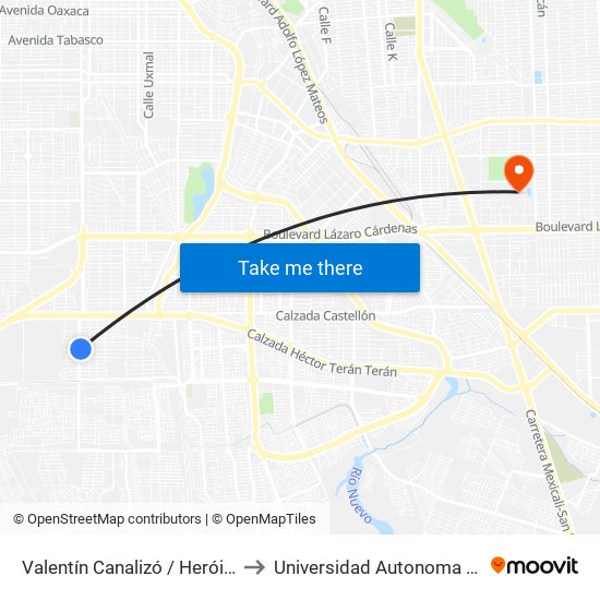 Valentín Canalizó / Heróico Colegio Militar to Universidad Autonoma De Baja California map