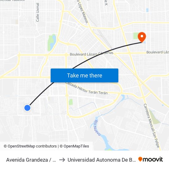Avenida Grandeza / Tenacidad to Universidad Autonoma De Baja California map