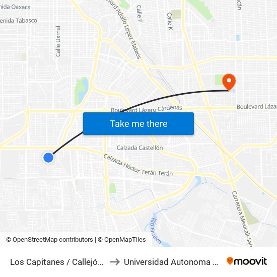 Los Capitanes / Callejón Martín Cabrera to Universidad Autonoma De Baja California map