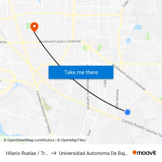 Hilario Ruelas / Treceava to Universidad Autonoma De Baja California map