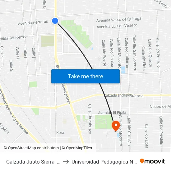Calzada Justo Sierra, 950_1 to Universidad Pedagogica Nacional map