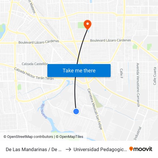 De Las Mandarinas / De Los Cítricos to Universidad Pedagogica Nacional map