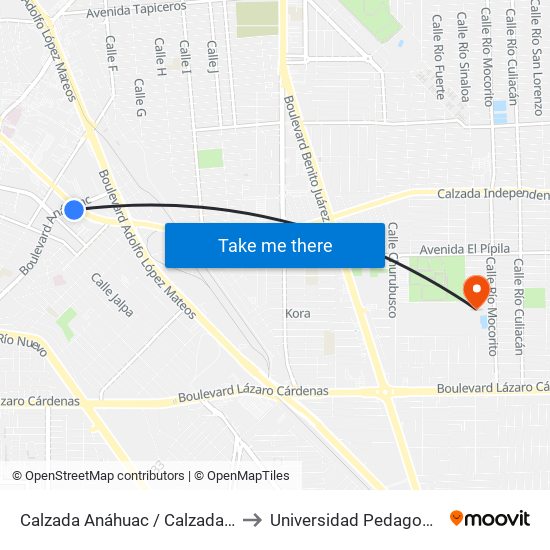 Calzada Anáhuac / Calzada Independencia to Universidad Pedagogica Nacional map