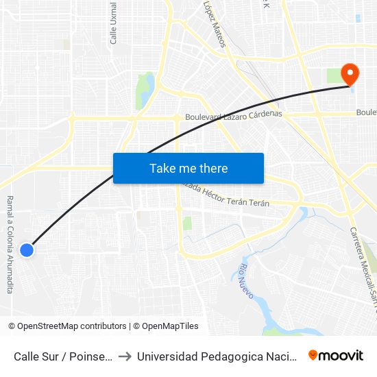 Calle Sur / Poinsetia to Universidad Pedagogica Nacional map